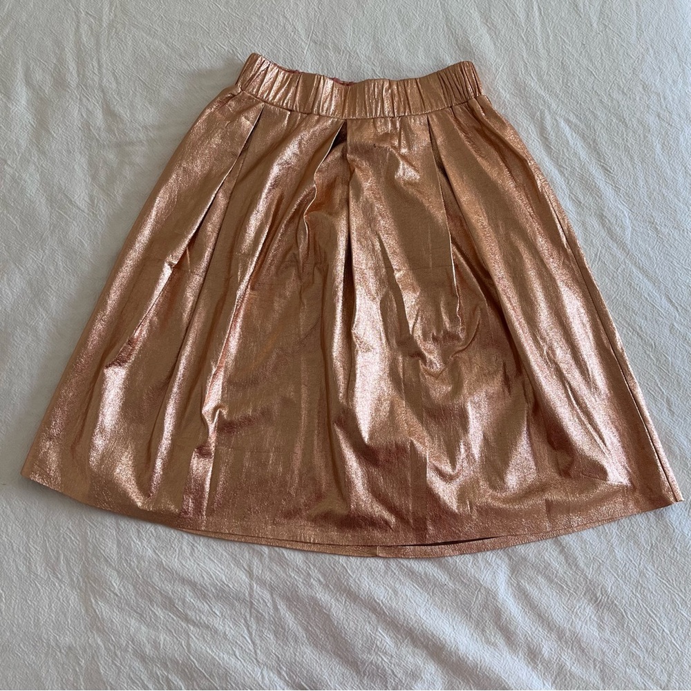 Moulinette Soeurs (Anthropologie) metallic rose gold a-line skirt
